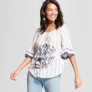 Bohemian Embroidered Floral Top